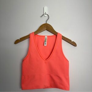 Athleta Aurora Crop Rib Tank Coral Size Small NWT